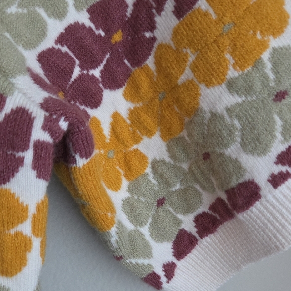 Twik Multicolor Floral Crew Neck Crop Sweater T Shirt Short Sleeve S - Picture 3 of 9